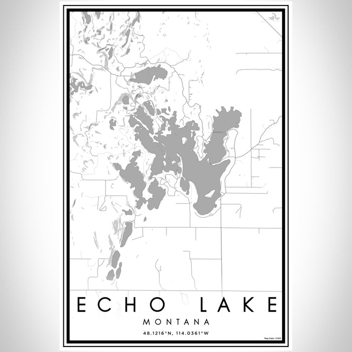 Echo Lake Montana Map Print Portrait Orientation in Classic Style With Shaded Background