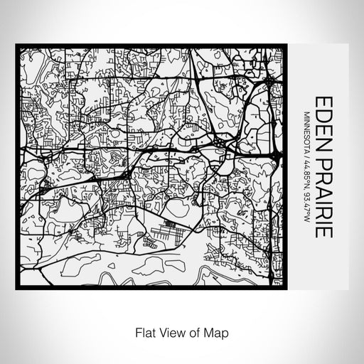 Rendered View of Eden Prairie Minnesota Map on 20oz Stainless Steel Insulated Bottle with Bamboo Top in Matte White with printed Tactile Lines Map in Black