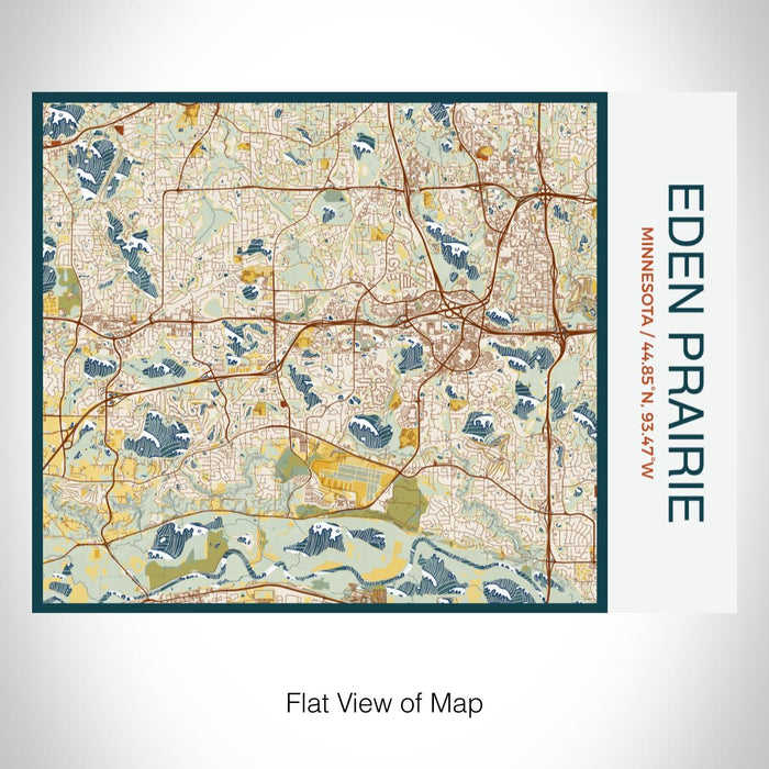 Rendered View of Eden Prairie Minnesota Map on 20oz Stainless Steel Insulated Bottle with Bamboo Top with printed woodblock style map