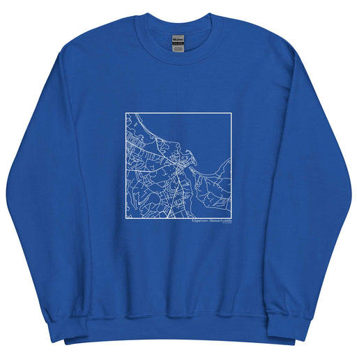 Edgartown Massachusetts  Map Unisex Crewneck Sweater with City inscription in Royal Blue