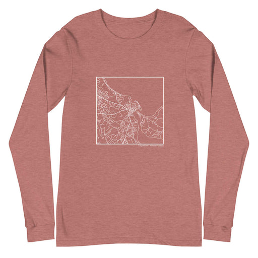 Edgartown Massachusetts  Map Unisex Long-Sleeve T-shirt with City inscription in Heather Mauve