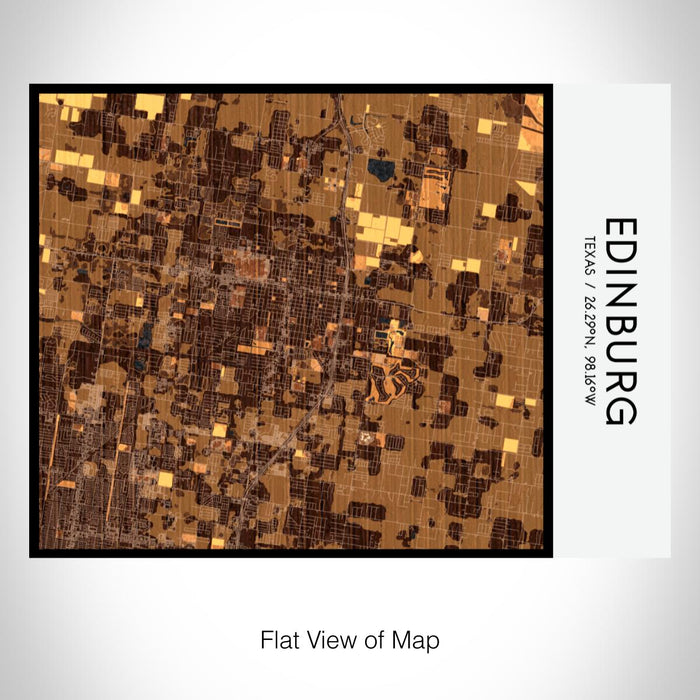 Rendered View of Edinburg Texas Map on 20oz Stainless Steel Insulated Bottle with Bamboo Top with printed ember style map