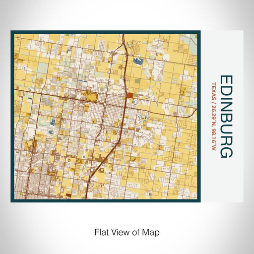 Rendered View of Edinburg Texas Map on 20oz Stainless Steel Insulated Bottle with Bamboo Top with printed woodblock style map