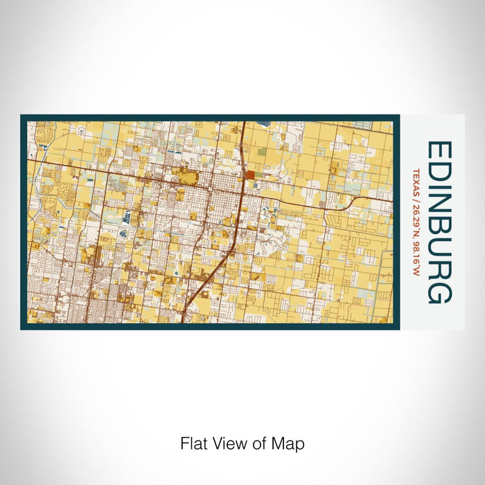 Rendered View of Edinburg Texas Map on 17oz Stainless Steel Insulated Bottle with printed woodblock style map