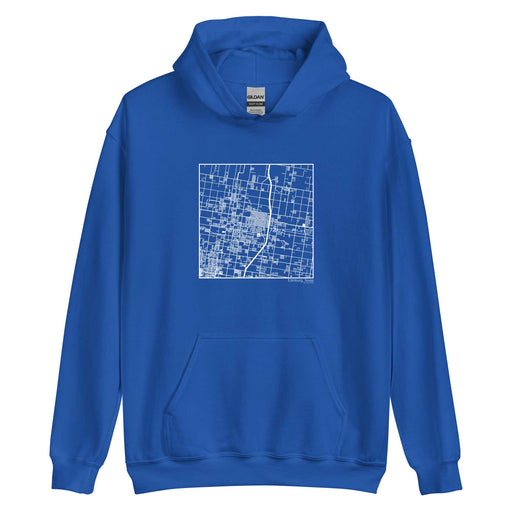 Edinburg Texas  Map Unisex Hoodie Sweater with City inscription in Royal Blue