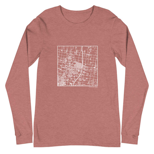 Edinburg Texas  Map Unisex Long-Sleeve T-shirt with City inscription in Heather Mauve