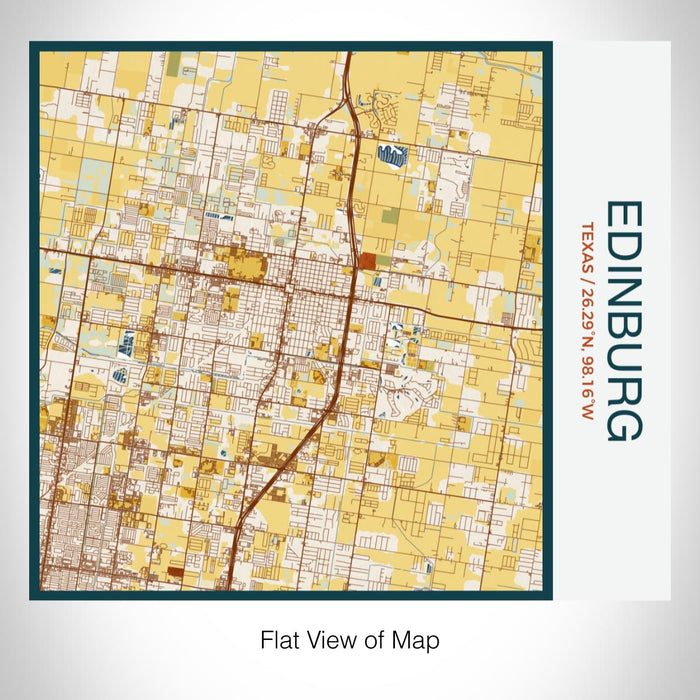 Rendered View of Edinburg Texas Map on 17oz Stainless Steel Insulated Tumbler in Woodblock Map Style