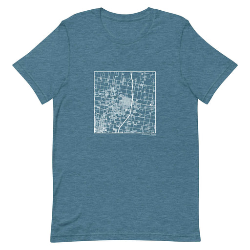 Edinburg Texas  Map Unisex T-Shirt with City inscription in Heather Teal