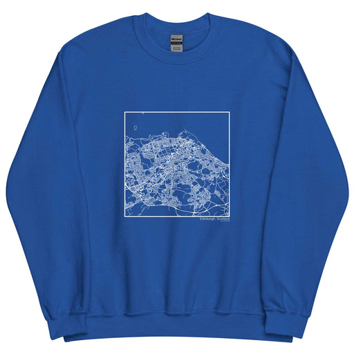 Edinburgh Scotland  Map Unisex Crewneck Sweater with City inscription in Royal Blue