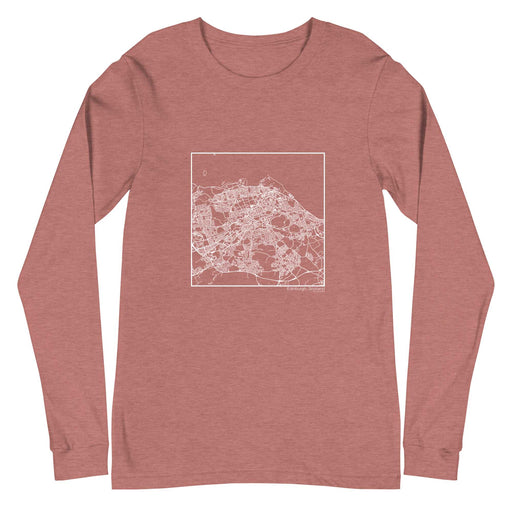 Edinburgh Scotland  Map Unisex Long-Sleeve T-shirt with City inscription in Heather Mauve