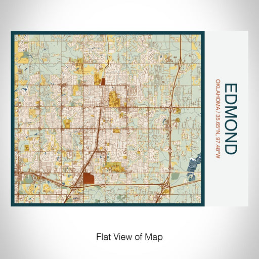 Rendered View of Edmond Oklahoma Map on 20oz Stainless Steel Insulated Bottle with Bamboo Top with printed woodblock style map