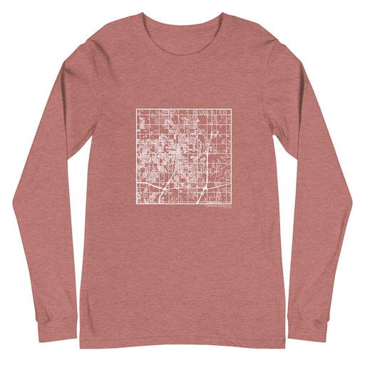 Edmond Oklahoma  Map Unisex Long-Sleeve T-shirt with City inscription in Heather Mauve