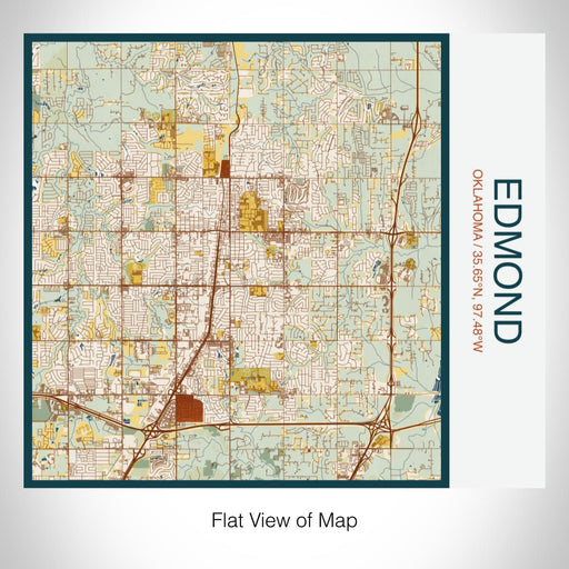 Rendered View of Edmond Oklahoma Map on 17oz Stainless Steel Insulated Tumbler in Woodblock Map Style