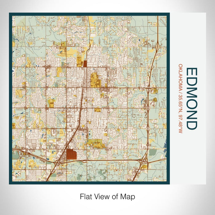 Rendered View of Edmond Oklahoma Map on 17oz Stainless Steel Insulated Tumbler in Woodblock Map Style