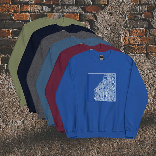 Edmonds Washington  Map Unisex Crewneck Sweaters in Multiple Colors