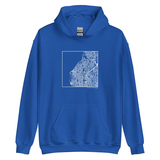 Edmonds Washington  Map Unisex Hoodie Sweater with City inscription in Royal Blue