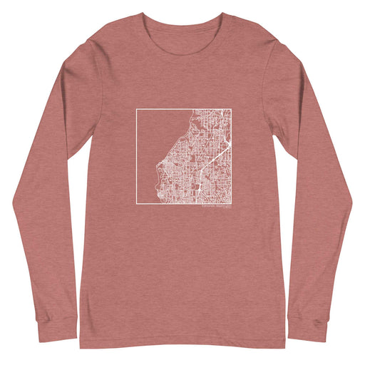 Edmonds Washington  Map Unisex Long-Sleeve T-shirt with City inscription in Heather Mauve