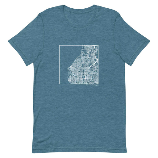 Edmonds Washington  Map Unisex T-Shirt with City inscription in Heather Teal