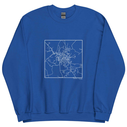 Elberton Georgia  Map Unisex Crewneck Sweater with City inscription in Royal Blue