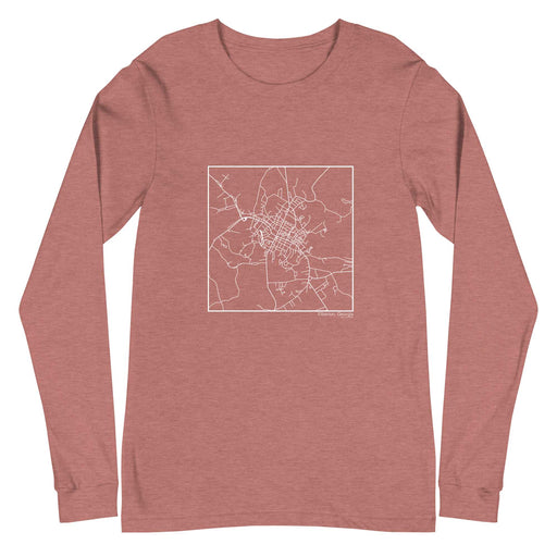 Elberton Georgia  Map Unisex Long-Sleeve T-shirt with City inscription in Heather Mauve