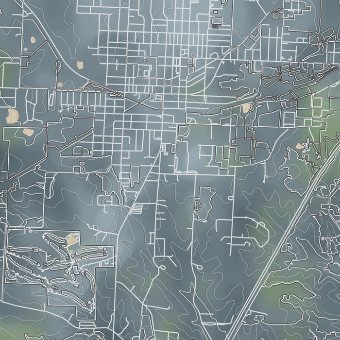 Eldon Missouri Map Print in Afternoon Style Zoomed In Close Up Showing Details