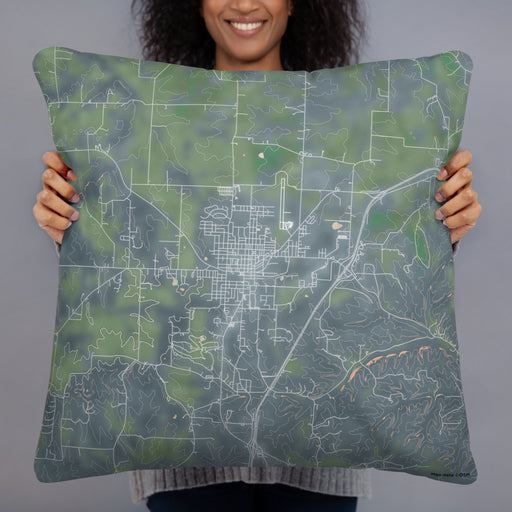 Person holding 22x22 Custom Eldon Missouri Map Throw Pillow in Afternoon