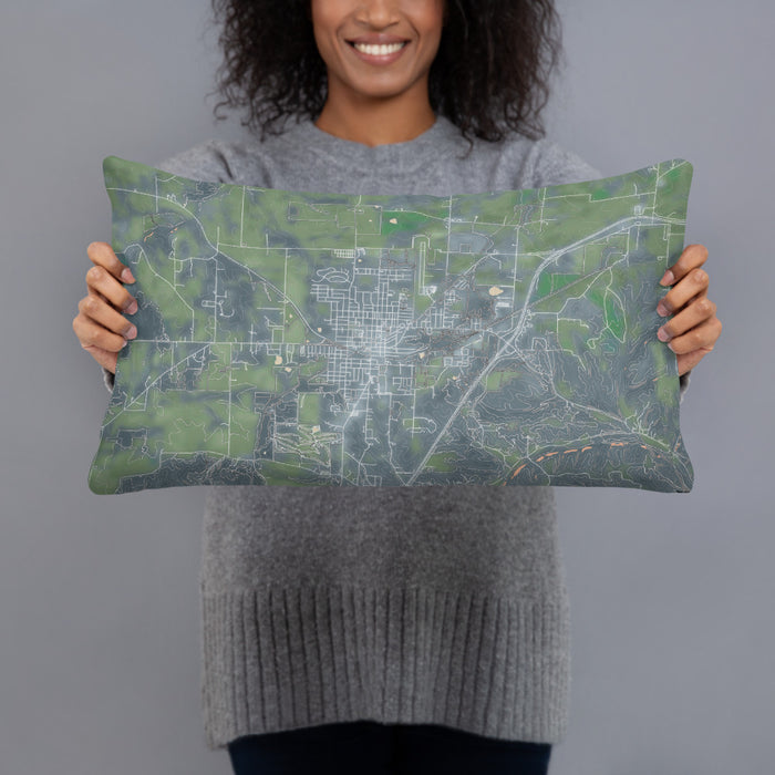 Person holding 20x12 Custom Eldon Missouri Map Throw Pillow in Afternoon