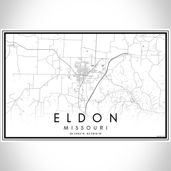 Eldon Missouri Map Print Landscape Orientation in Classic Style With Shaded Background