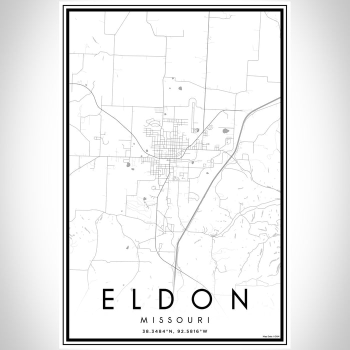 Eldon Missouri Map Print Portrait Orientation in Classic Style With Shaded Background