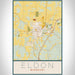 Eldon Missouri Map Print Portrait Orientation in Woodblock Style With Shaded Background