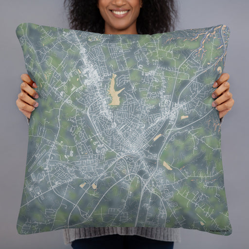 Person holding 22x22 Custom Elizabethtown Kentucky Map Throw Pillow in Afternoon