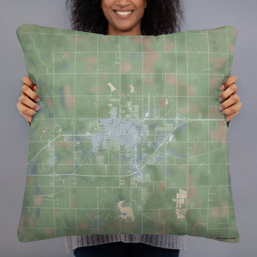 Person holding 22x22 Custom Elk City Oklahoma Map Throw Pillow in Afternoon