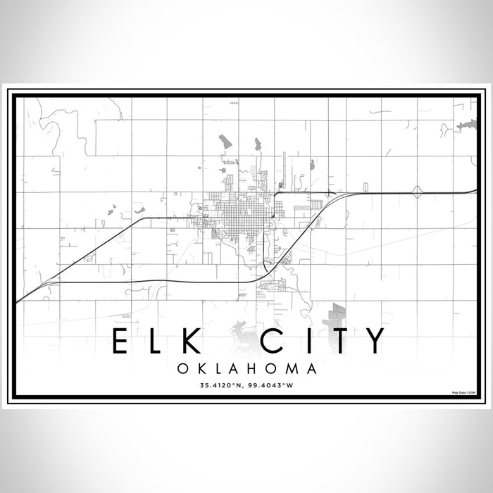 Elk City Oklahoma Map Print Landscape Orientation in Classic Style With Shaded Background