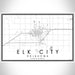 Elk City Oklahoma Map Print Landscape Orientation in Classic Style With Shaded Background