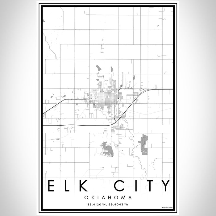 Elk City Oklahoma Map Print Portrait Orientation in Classic Style With Shaded Background