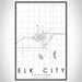 Elk City Oklahoma Map Print Portrait Orientation in Classic Style With Shaded Background