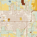 Elk City Oklahoma Map Print in Woodblock Style Zoomed In Close Up Showing Details