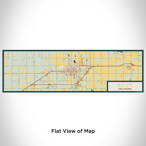 Flat View of Map Custom Elk City Oklahoma Map Enamel Mug in Woodblock