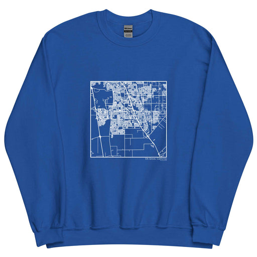 Elk Grove California  Map Unisex Crewneck Sweater with City inscription in Royal Blue