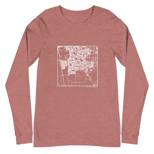 Elk Grove California  Map Unisex Long-Sleeve T-shirt with City inscription in Heather Mauve