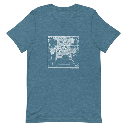 Elk Grove California  Map Unisex T-Shirt with City inscription in Heather Teal