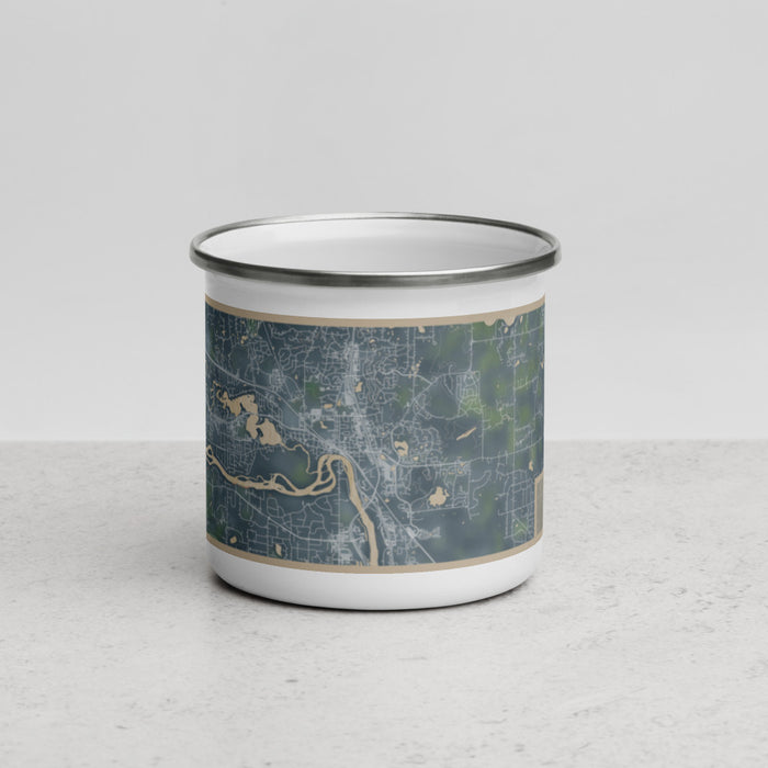 Front View Custom Elk River Minnesota Map Enamel Mug in Afternoon