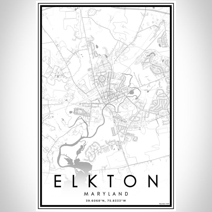 Elkton Maryland Map Print Portrait Orientation in Classic Style With Shaded Background