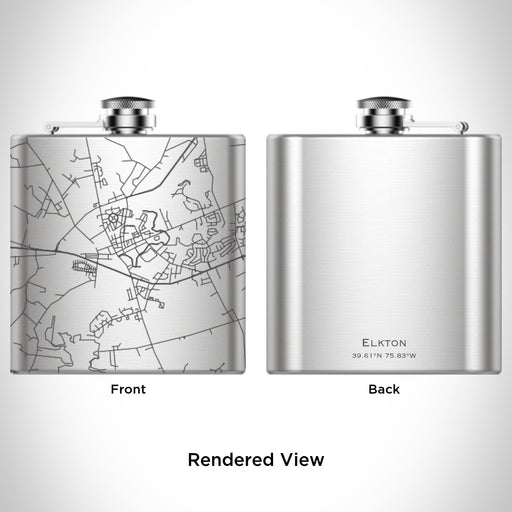 Rendered View of Elkton Maryland Map Engraving on 6oz Stainless Steel Flask