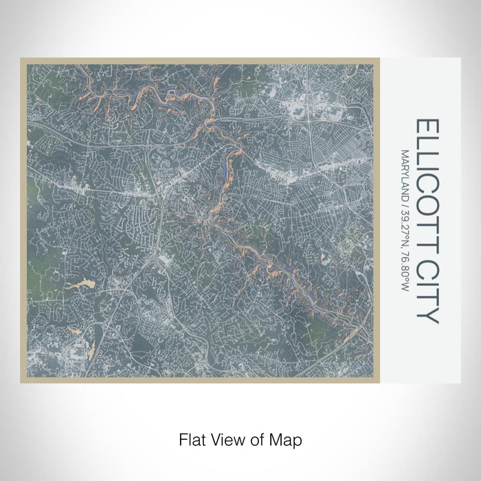 Rendered View of Ellicott City Maryland Map on 20oz Stainless Steel Insulated Bottle with Bamboo Top with printed afternoon style map