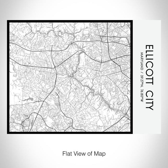 Rendered View of Ellicott City Maryland Map on 20oz Stainless Steel Insulated Bottle with Bamboo Top with printed classic style map