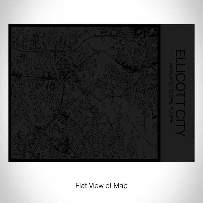 Rendered View of Ellicott City Maryland Map on 20oz Stainless Steel Insulated Bottle with Bamboo Top in Matte Black with printed Tactile Lines Map in Black