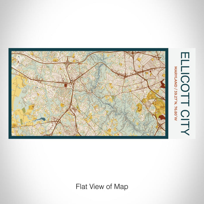 Rendered View of Ellicott City Maryland Map on 17oz Stainless Steel Insulated Bottle with printed woodblock style map