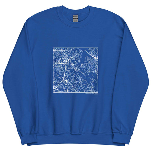 Ellicott City Maryland  Map Unisex Crewneck Sweater with City inscription in Royal Blue