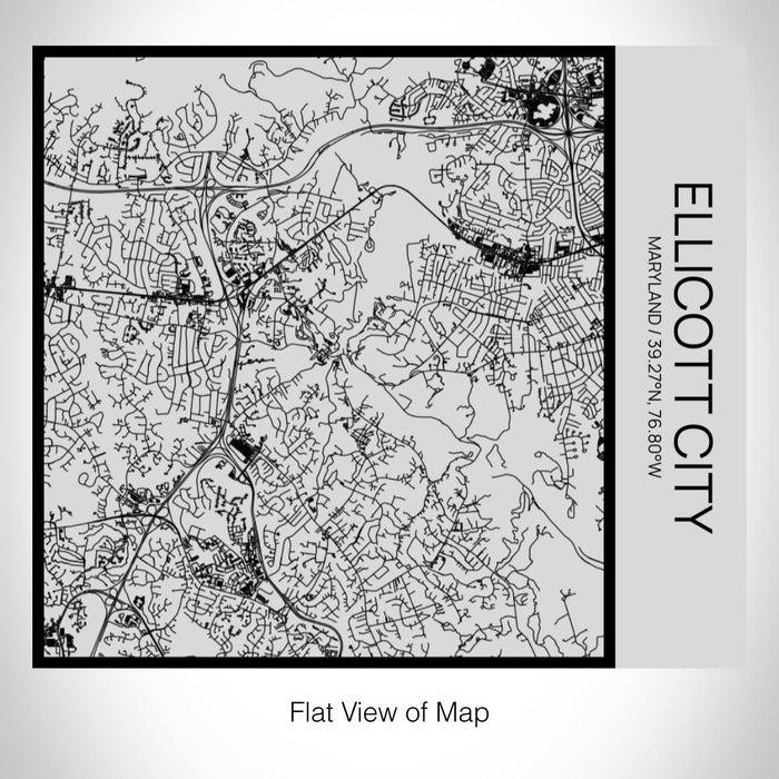 Rendered View of Ellicott City Maryland Map on 17oz Stainless Steel Insulated Tumbler in Tactile Lines with Succulent in Background